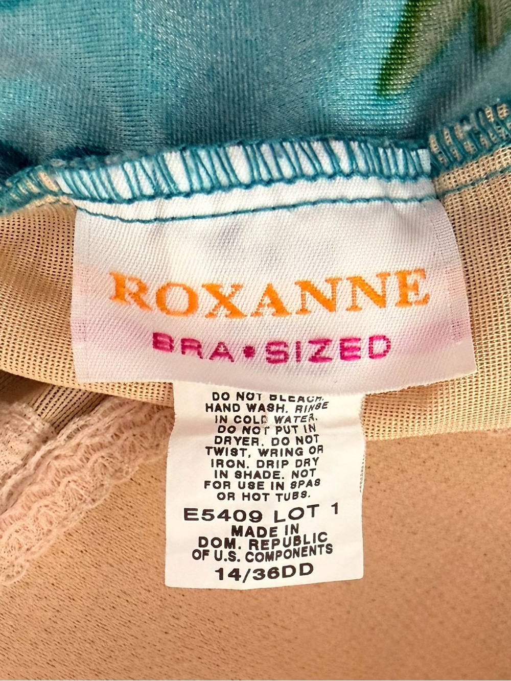 Vintage Roxanne Bra-Sized One Piece Swimsuit - Size 14 / 36DD - Picture 5 of 6